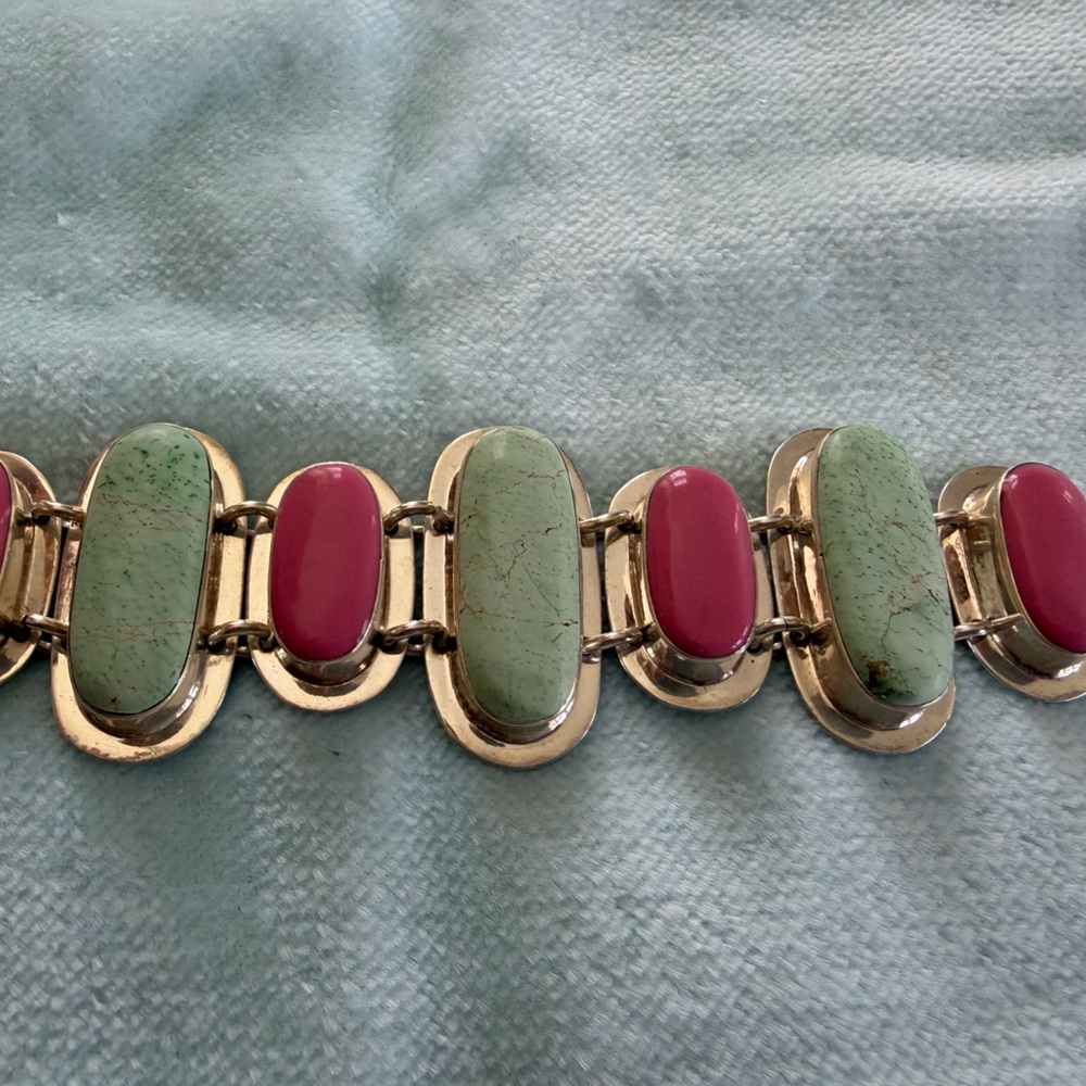 Elegant Silver and Pink Bracelet